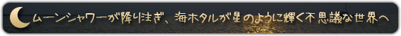ムーンシャワーが降る注ぎ、海ホタルが星のように輝く不思議な世界へ